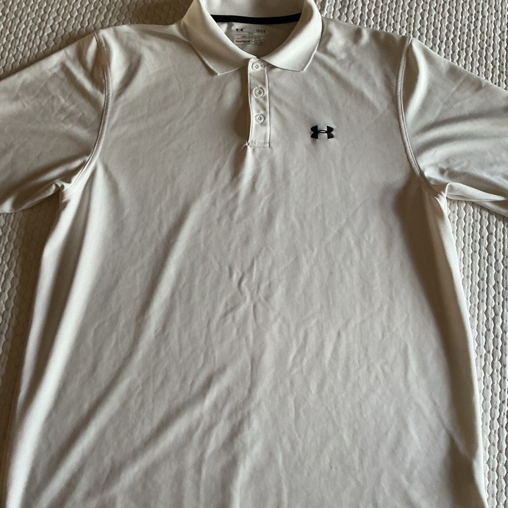 Under Armour White Polo with Black Logo